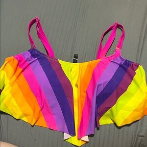 Torrid Flounce Multi Color Stripped Bikini Top